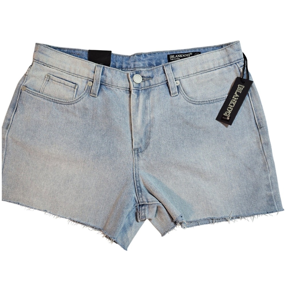 BLANKNYC The Fulton Roll Up Shorts Light Wash Denim Raw Hem Womens 29 NWT